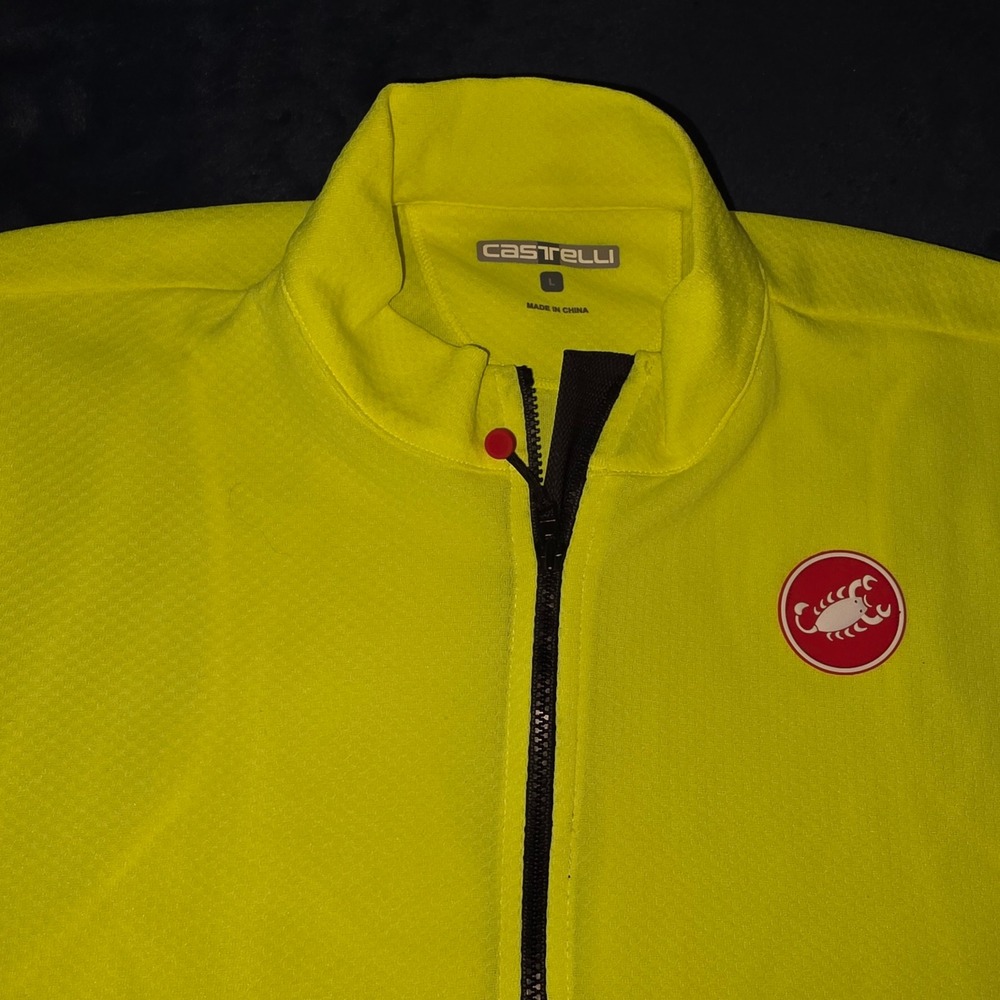 Castelli Neon Yellow Cycling Jersey Short Sleeve Full Zip Mens Large